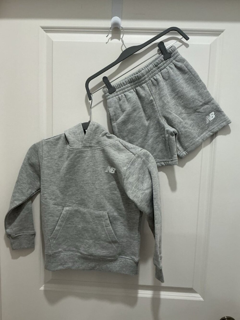 New Balance Girls Hoodie Short Set Medium (5-6) Grey Heather NWT
